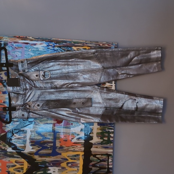 NWT MARISSA WEBB "Anniston" Resort 2018 SILVER LEATHER pants Size 2 - Picture 6 of 9